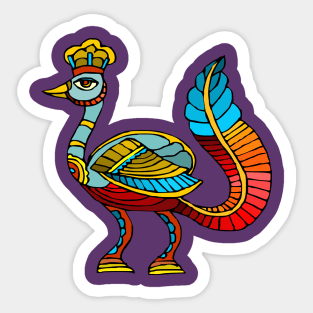 Ancient Egyptian Painting - Peacock Deity Sticker